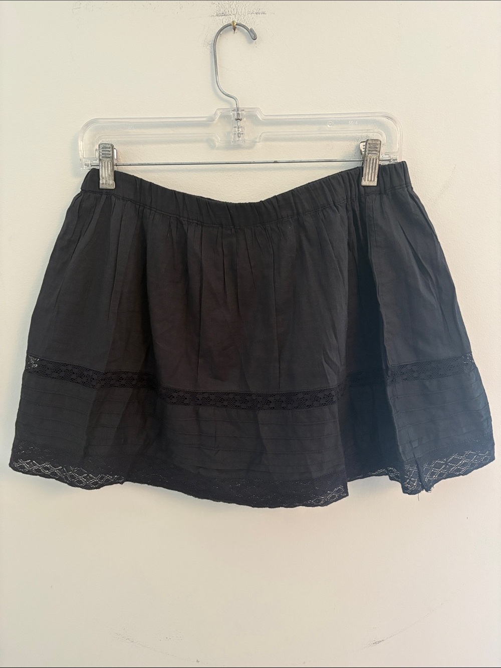 Urban Outfitters Black Lace Trim Flowy Mini Skirt 100% Cotton Size M
